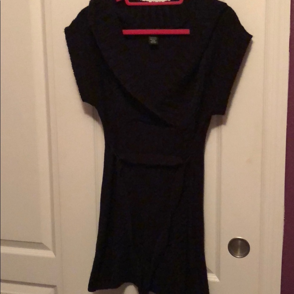 Black knit mini sweater dress